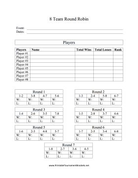 Photo: eight team round robin schedule