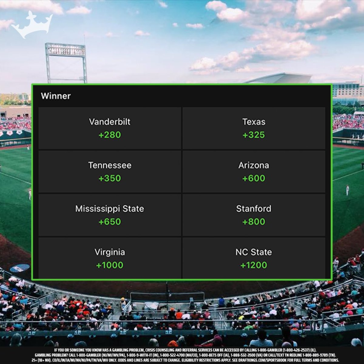 Photo: odds to win cws
