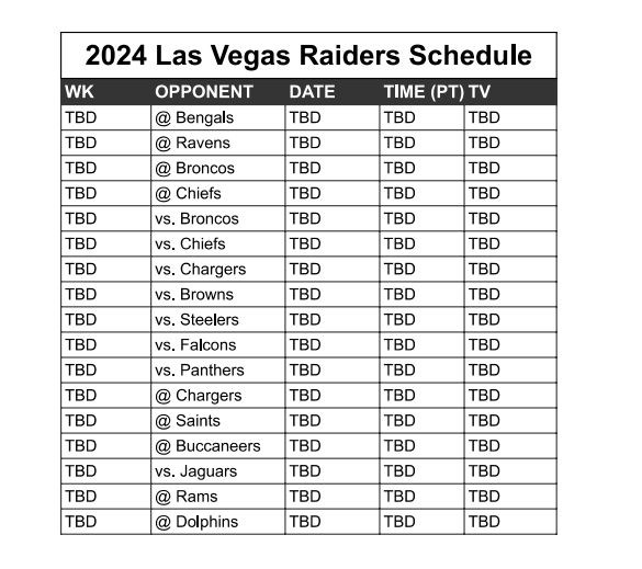 Photo: las vegas raiders 2024 home schedule