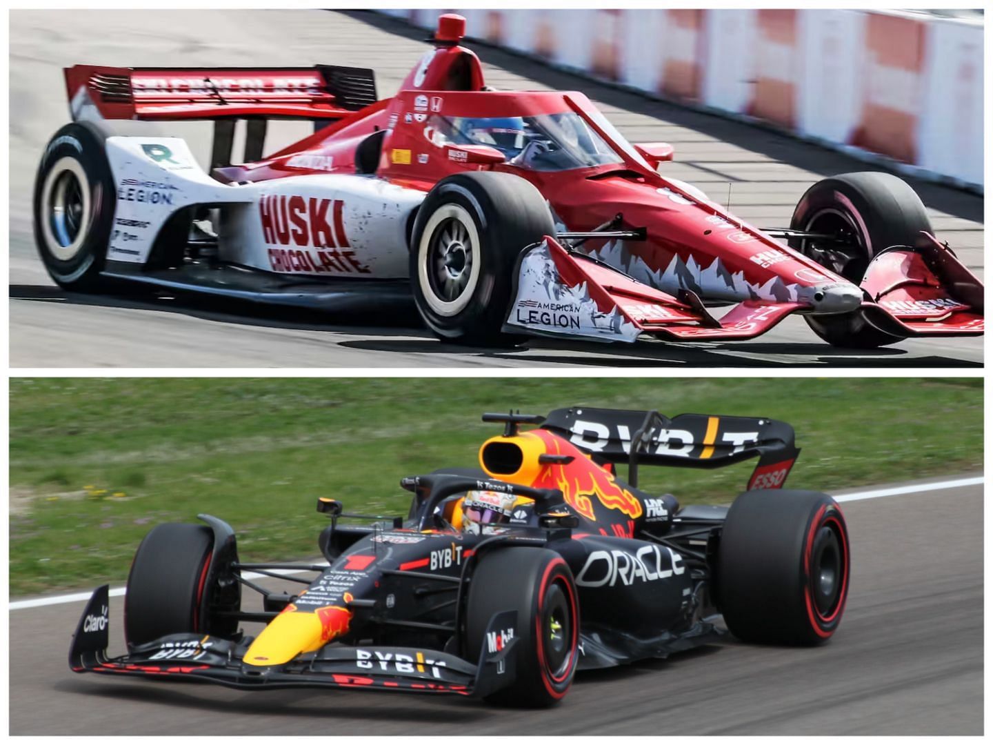 Photo: formula one car vs indycar