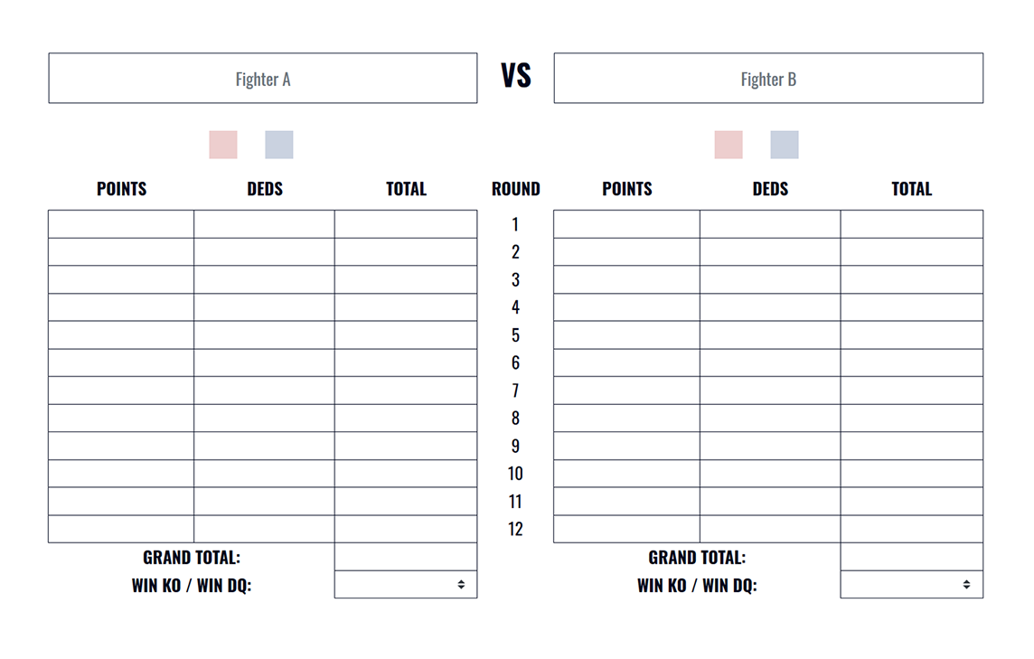 Photo: boxing scorecard