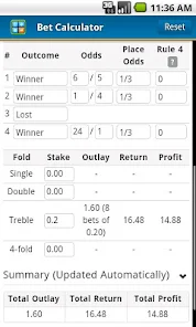 Photo: sports bet calculator