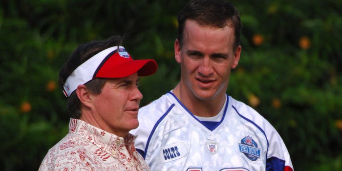 Photo: bill belichick peyton manning