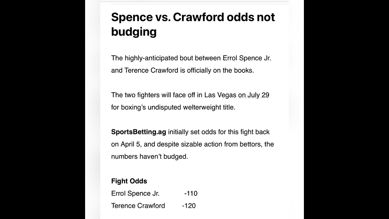 Photo: crawford vs spence betting odds