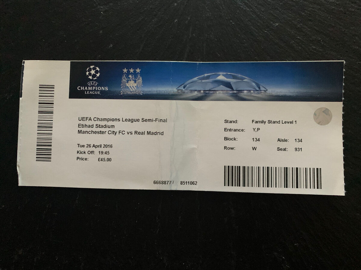 Photo: man city vs real madrid ticket