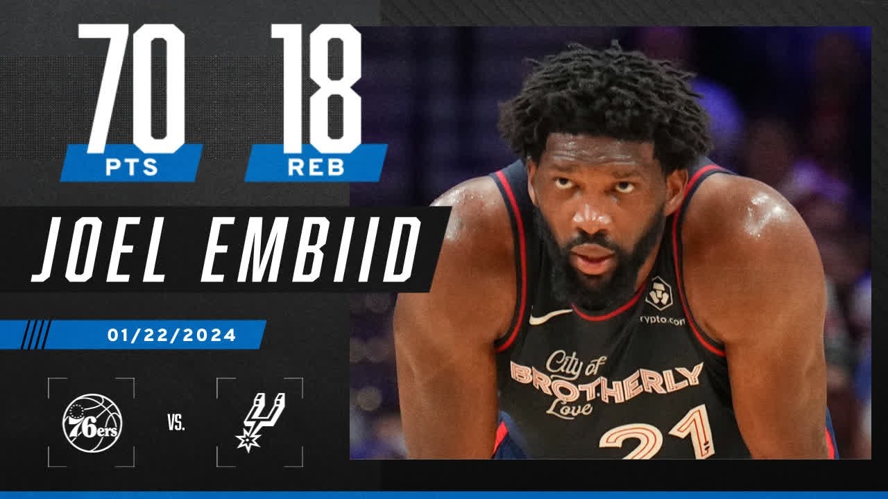 Photo: embiid 70 pt game stats