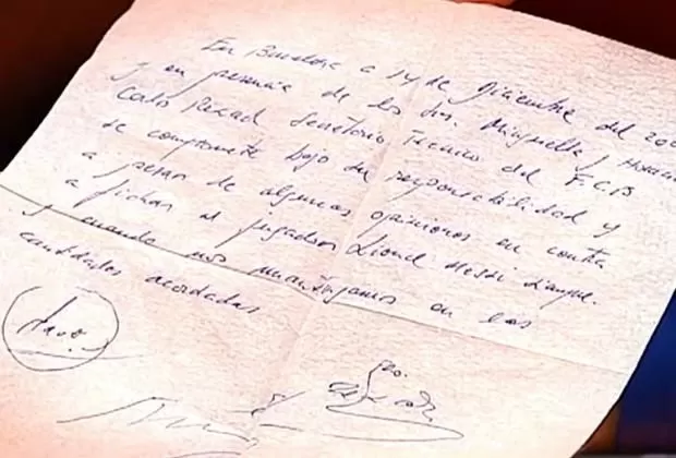 Photo: messi napkin contract