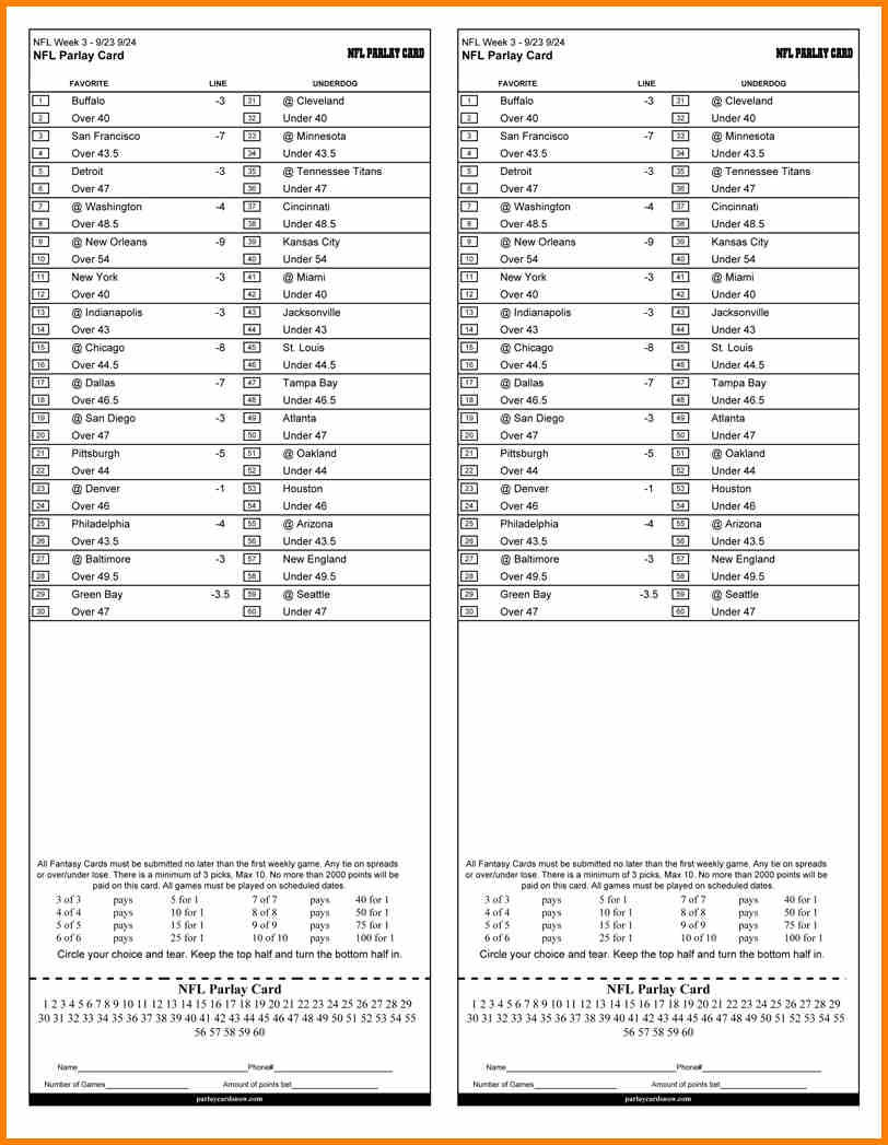 Photo: parlay sheets